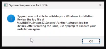 Sysprep Error Dialog