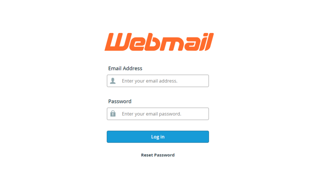 cPanel Webmail login screen